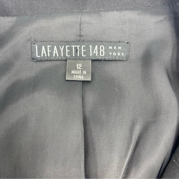 Lafayette 148 New York Andrea Jacket Blazer Black Italian Virgin Wool 12 - Picture 3 of 8